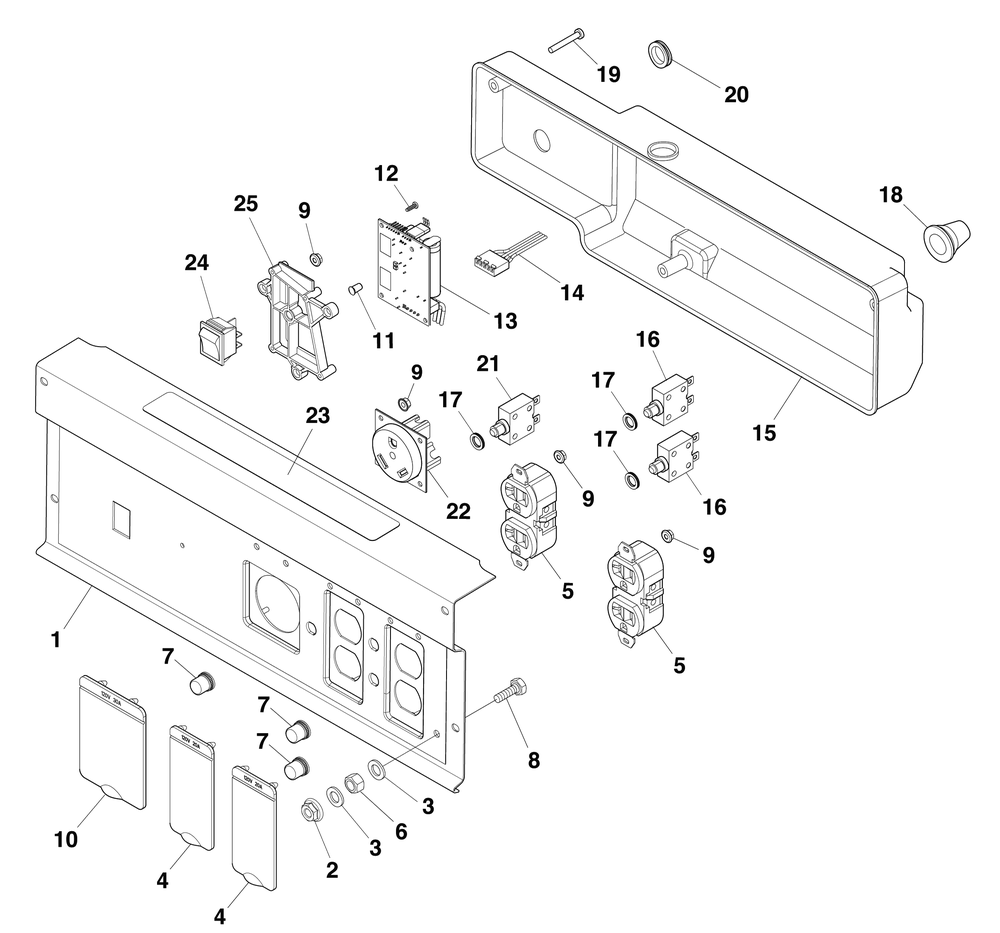 Control Panel Diagram and Parts List for 030792-00  Briggs and Stratton Generator